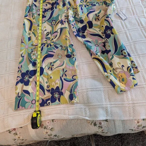 Maeve Collette Pants; retro 1970's spring colors print; Anthro's "magic fabric"! - Picture 5 of 12